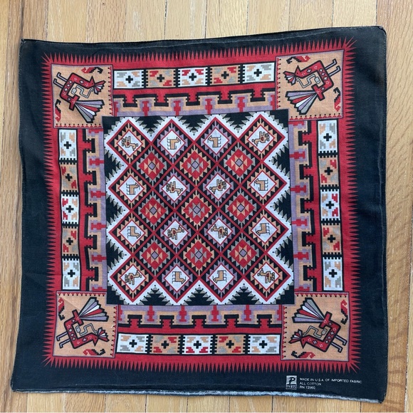 Paris Accessories Accessories - Vintage 90s Indigenous Inspired Scarf Bandana 100% Cotton